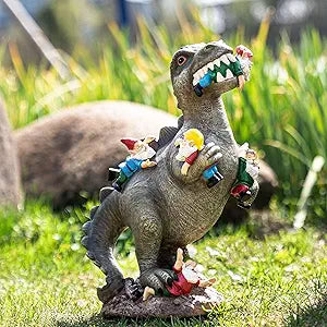 SOWSUN Garden Gnomes Statues Yard Decorations Outdoor Garden Decor, 14 Dinosaur Gnomes Garden Statues, Patio, Lawn Ornament, Gardening Gifts for Women for Housewarming
