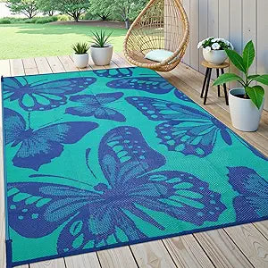Uphome Outdoor Rug Waterproof 8x10 ft, Patio Plastic Straw Rugs for RV Camping, Reversible Mat Outside, Indoor Outdoor Large Floor Carpet for Back Yard Deck Balcony Porch Beach Picnic