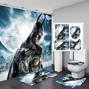 Bathroom 4 Pieces Set Shower Curtain, Toilet Lid Cover and Bath Mat, Non-Slip Rugs, Durable and Waterproof, for Bathroom Decor Set, 72" x 72"