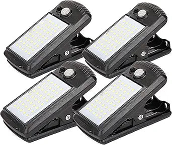 Morestar 4 Pack Solar Motion Sensor Security Clip Lights, Outdoor Waterproof Solar Fence Lights with 40 LED & 2 Modes, Portable Emergency Lighting for Patio Wall Garage Hiking Camping Tent