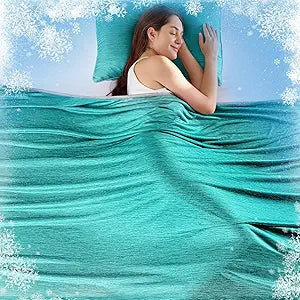 KMUSET Cooling Blanket King Size (90"x108"), Double Sided Summer Cooling Blankets for Hot Sleepers & Night Sweats, Lightweight Blanket for Sofa Bed Couch & Bedroom, House Warming Gifts Aqua Green