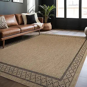 Luul Home Easy Jute Rugs 8x10 Frame Natural Color Living Room Indoor Outdoor Area Rug for Patio and Kitchen Rug High Traffic Washable Easy to Clean Solid Boho Woven Design Carpet (8 x 10)