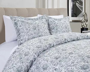 CELINE LINEN Luxury Silky Soft Coziest 1500 Premier Hotel Quality 3-Piece Duvet Cover Set |Coarse Paisley Pattern| Wrinkle Free, King/California King, Navy Blue