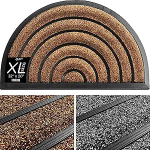 ubdyo Durable Welcome Doormat - Low Pile Front Door Mat Outside Entrance - Muddy Dirt Trapping Welcome Matt Outdoor - Rubber Backing Anti Slip Indoor Doormat Entrance 32'' x 20'', Brown