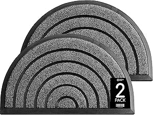 ubdyo 2 Pack Heavy Duty Door Mat Outdoor Entrance - Muddy Dirt Trapping Outdoor Mats - Low Pile Front Door Mat Outside Entrance - Anti Slip Indoor Doormat - 30'' x 17'', Bright Grey