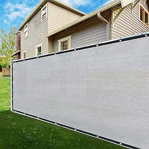 ShadeMart 6' x 50' Fence Privacy Screen Grey Heavy Duty 170 GSM Fencing Mesh Shade Net with Grommets & Zip Ties, 90% Blockage Fence Screen for Balcony Yard Outdoor Garden Pool (We Customize Size)