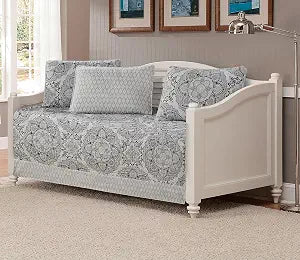 Fancy Collection 5pc Day Bed Cover Modern Reversible Grey New (Floral Grey)