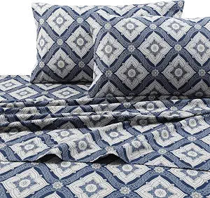 Tribeca Living King Cotton Flannel Pillowcases, Damask Multi