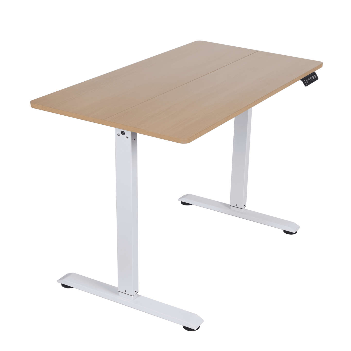 ACEssentials Escritorio Eléctrico Ajustable en Altura para Sentarse/pararse, Madera Natural/blanco, Adolescente/adulto 43,3x23,6x40