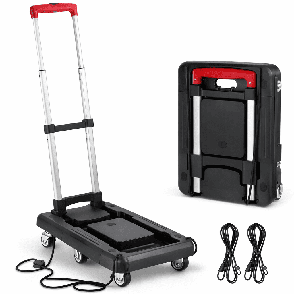 Folding Hand Truck with Telescoping Handle, 300 lb Capacity Adjustable Dolly, Heavy-Duty Portable Utility Cart for Moving Boxes, Luggage and Equipment