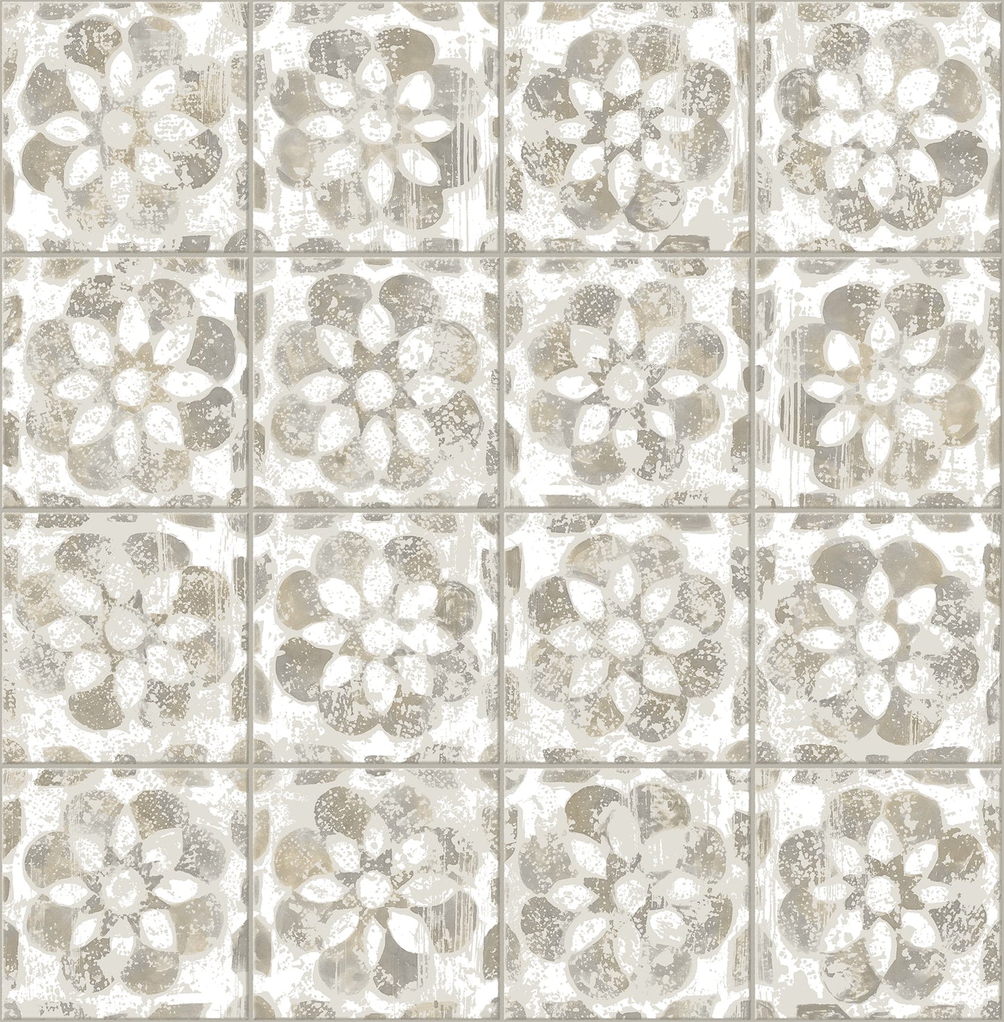 Advantage Izeda Taupe Floral Tile Wallpaper