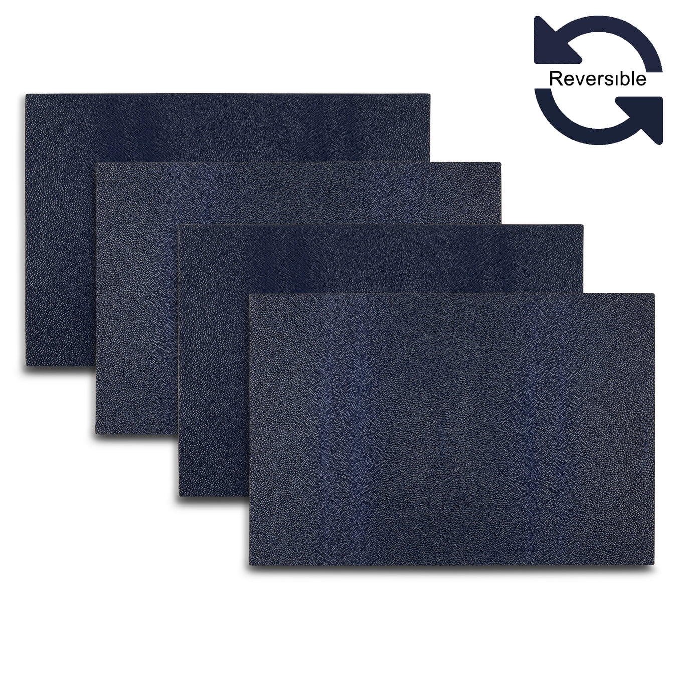Ala Carte by Dainty Home Lucerne Patent Pebbled Textured Faux Leather Placemats – Set of 4, Reversible, Non-Slip, Washable, Heat & Tear Resistant – 12x18 in Dining Table Mats