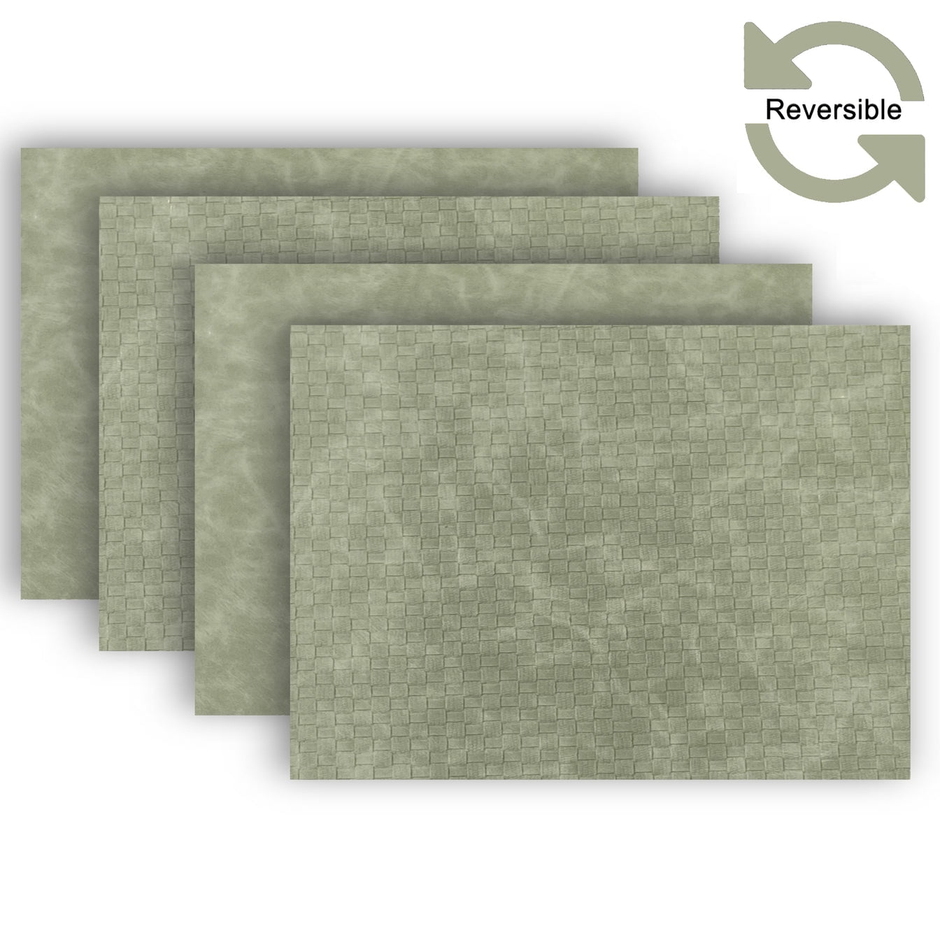 Ala Carte by Dainty Home Sorrento Basketweave Textured Faux Leather Placemats – Set of 4, Reversible, Non-Slip, Washable, Heat & Tear Resistant – 12x18 in Dining Table Mats