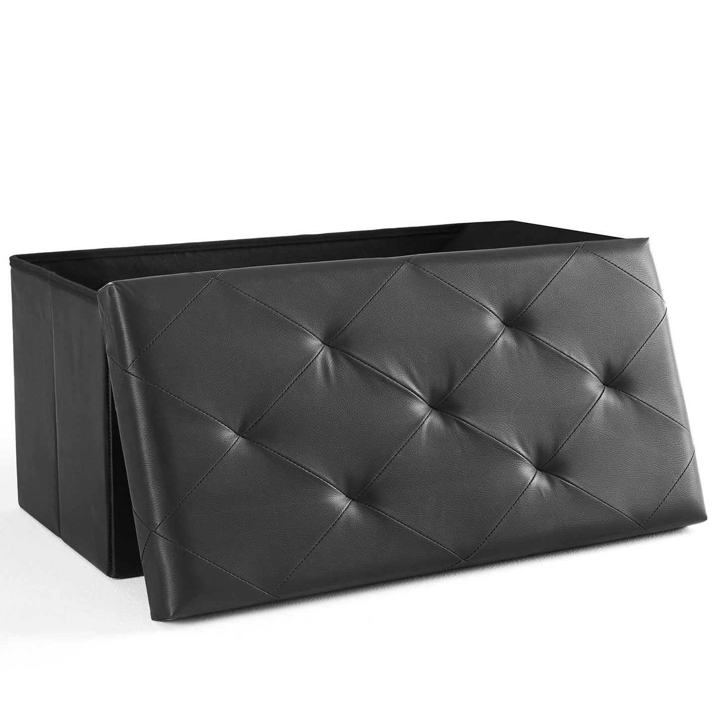 Alvantor Otomana de Almacenamiento Plegable con Espuma Más Gruesa, Negro/marrón