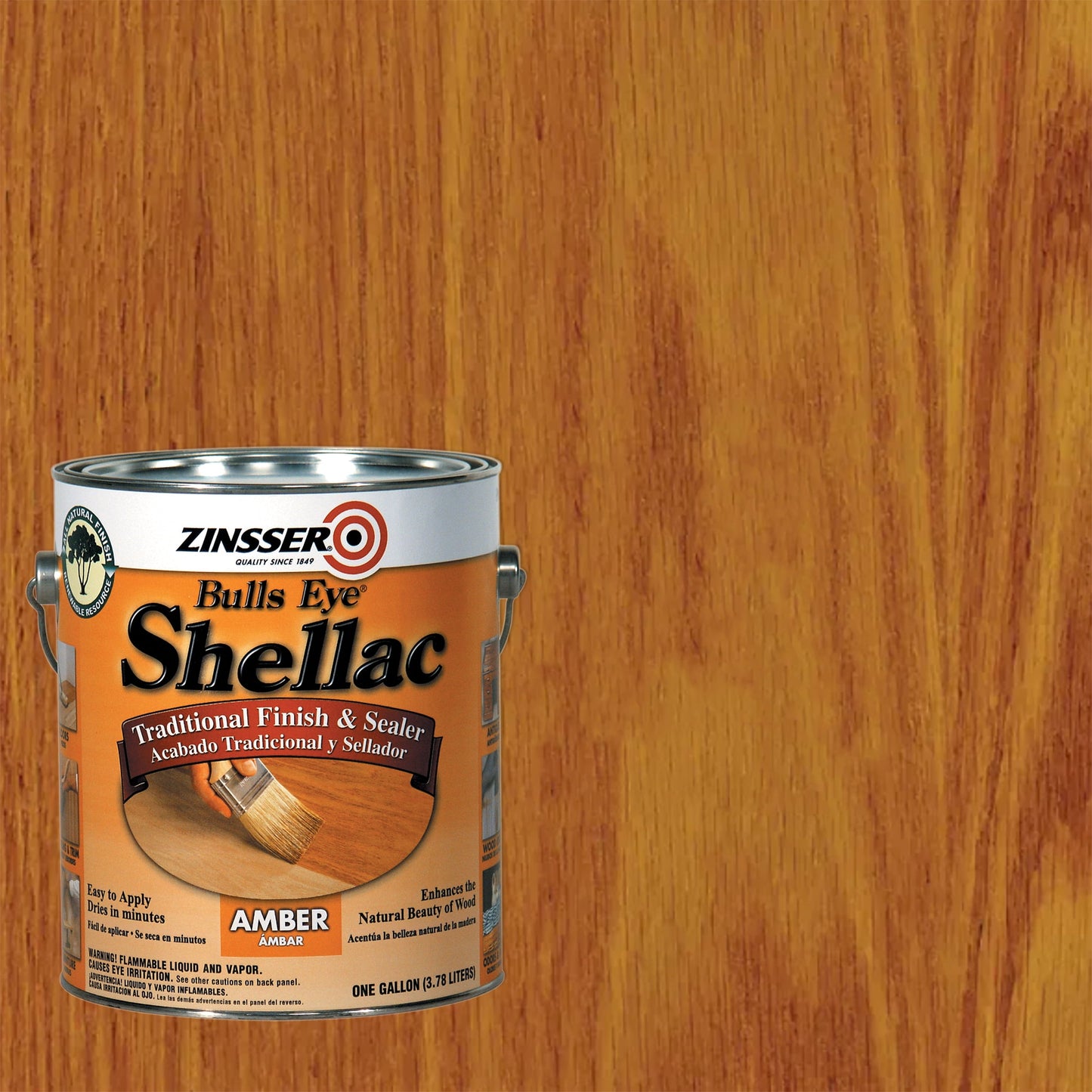 Amber, Zinsser Flat Bulls Eye Shellac Traditional Finish & Sealer- Gallon, 1 Pack