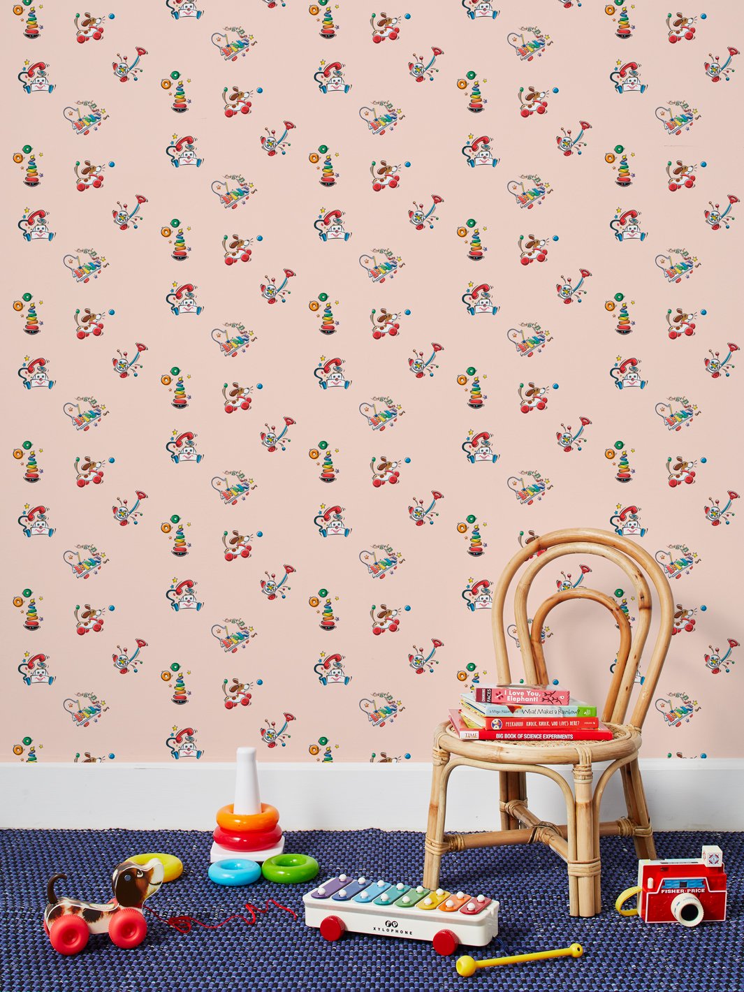 Papel Pintado de Vinilo ExtraÃble con Juguetes Animados de Fisher-Price - Melocotón