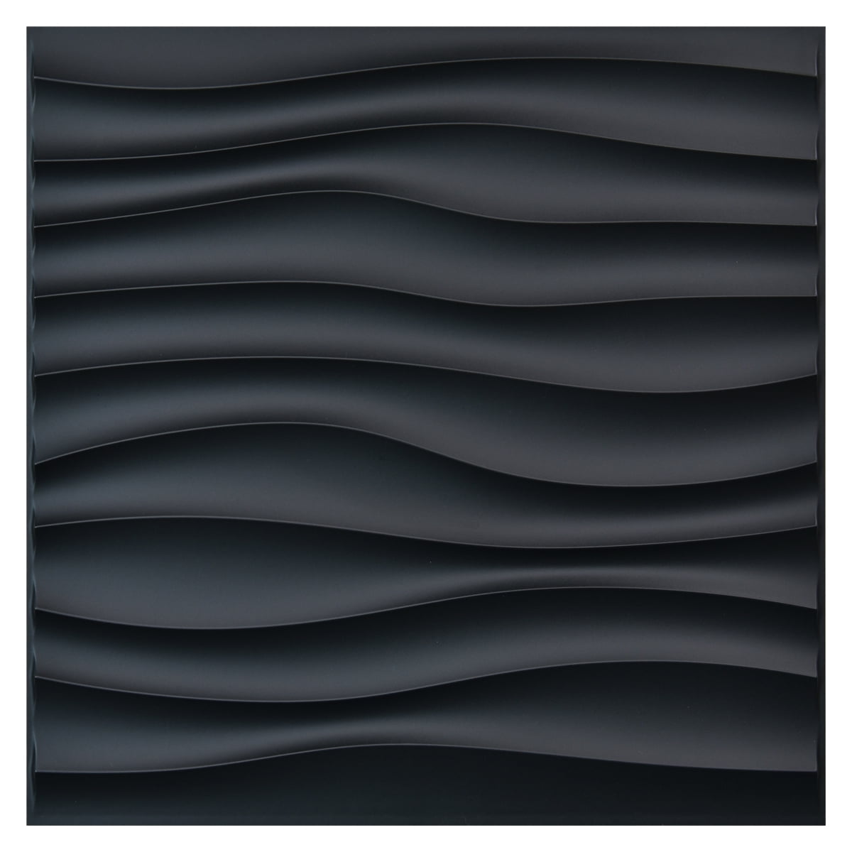Art3d 19.7 in. x 19.7 in. PVC 3D Wall Panel,Wave Design in Black(12-Pack)