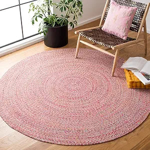 SAFAVIEH Braided Round Rug 3', Pink & Yellow BRD351U