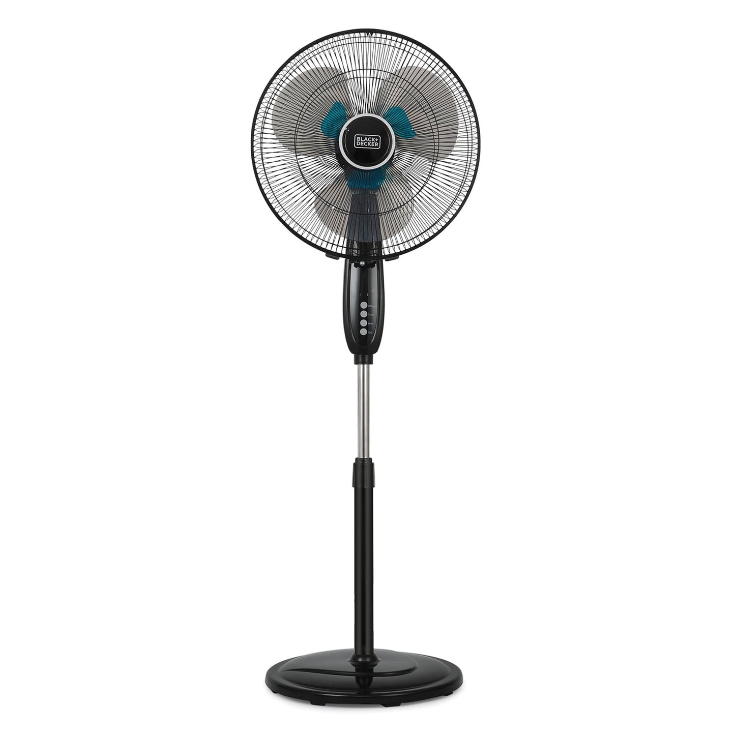 BLACK+DECKER 16-In. 3-Speed Dual-Blade Oscillating Stand Fan with Remote, Black, BFSD116B
