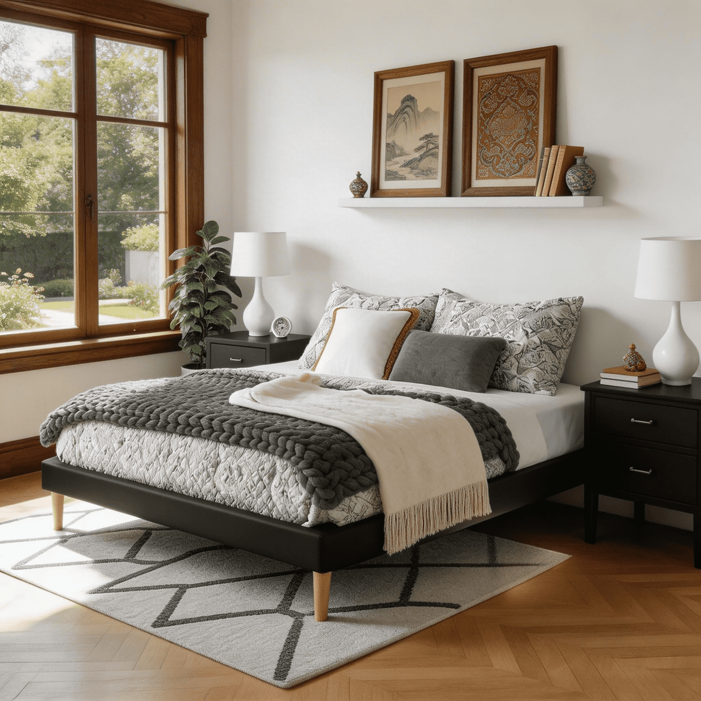 BSHTI King Size Faux Leather Platform Bed Frame with Wood Slats – Sturdy Solid Wood Construction, Waterproof & Easy to Clean, No Box Spring Needed, Under-Bed Storage Space, Black