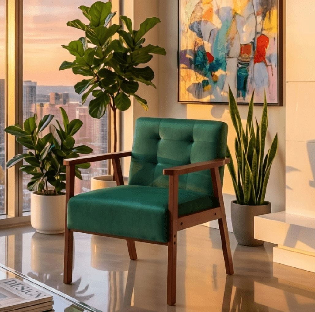 BSHTI Sillón Decorativa con Armazón de Madera, Sillón Decorativa Resistente con Armazón de Madera Maciza con Estilo Classic para Sala de Estar