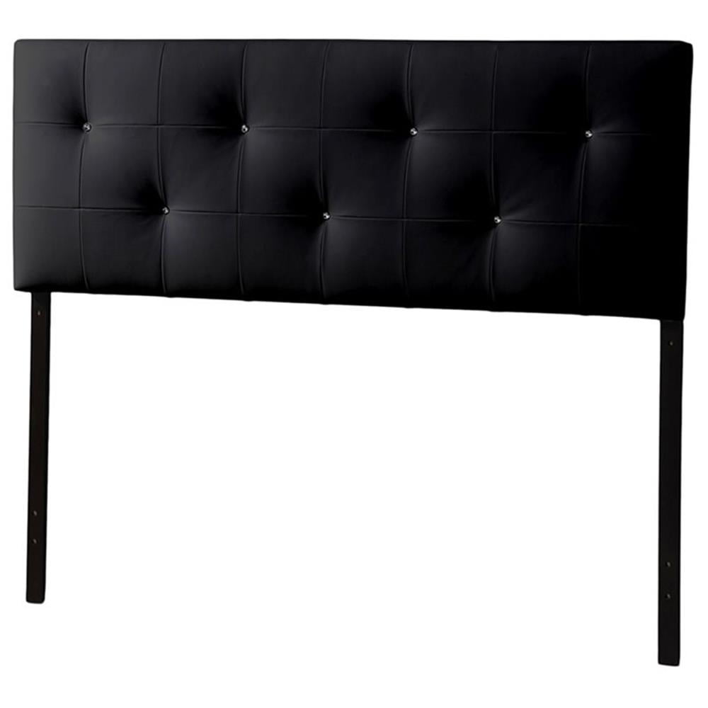 Baxton Studio Dalini Faux Leather Tufted Queen Panel Headboard, Black