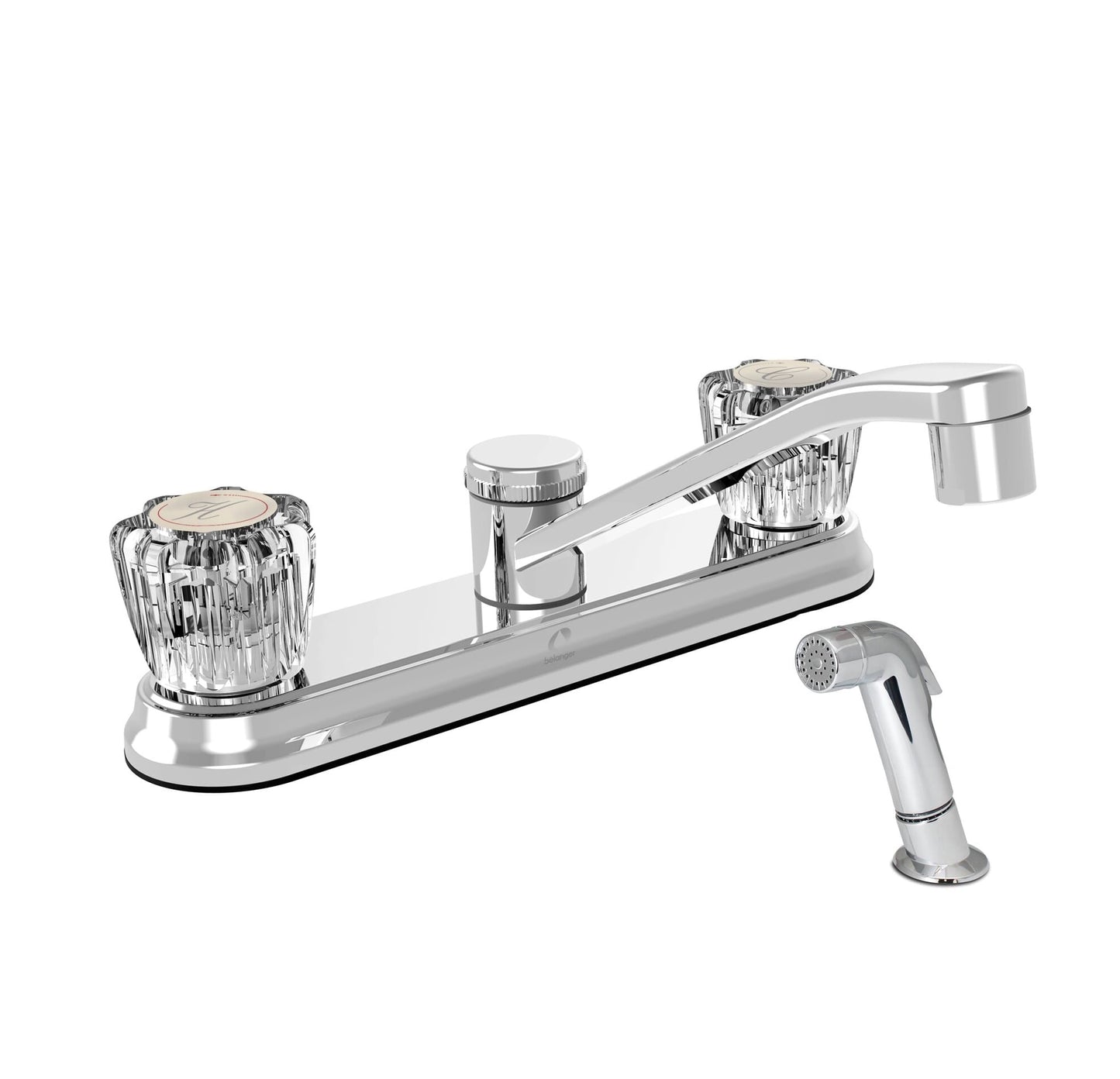 Belanger EBA67WCP Low-Arc Two Handle Kitchen Faucet with Side Spray, Polished Chrome