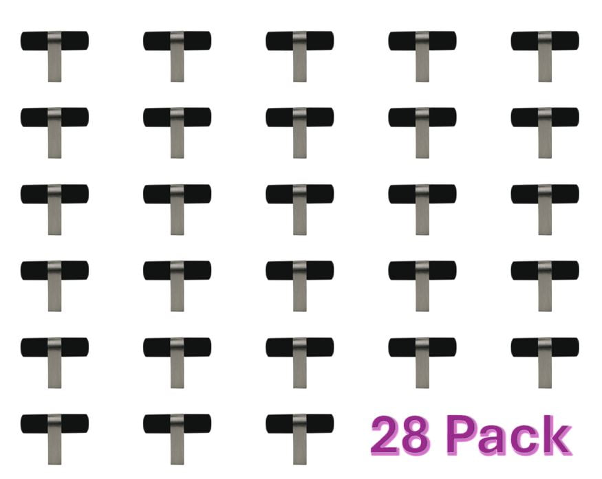 Better Homes & Gardens 28 Pack Matte Black & Satin Nickel Cabinet T-Knobs (4oz)