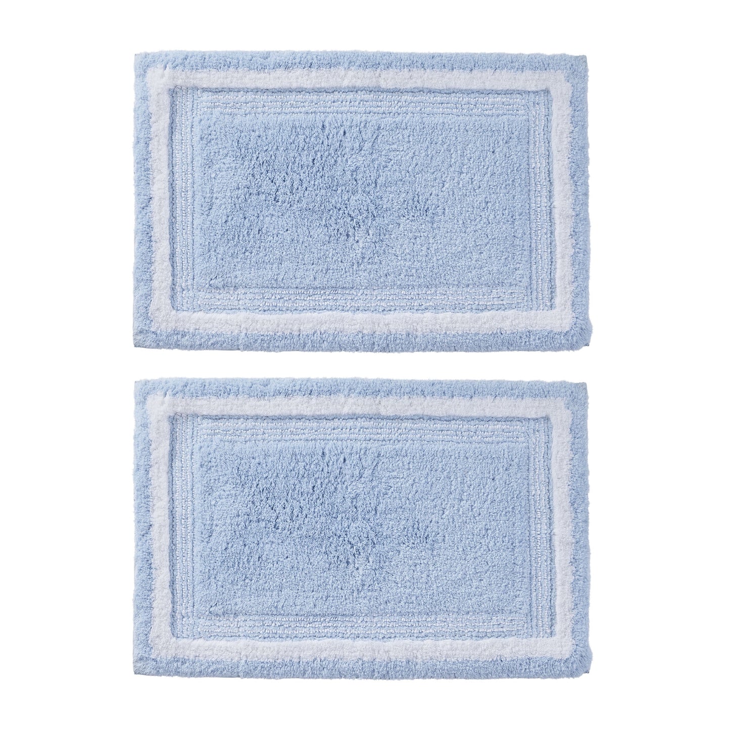 Better Homes & Gardens Bordered Striped 2-Pack Bath Rug Bundle, Blue Drop, 20†x 30â€