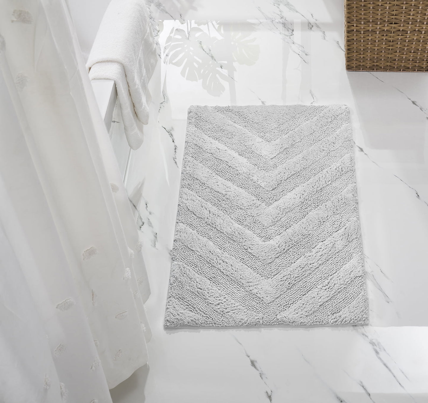 Better Trends Tapetes de Baño de 24" x 40" 100% Algodón Suaves Absorbentes de Agua Antideslizantes Tapete de Baño Lavable a Máquina (Blanco) Colección Hugo