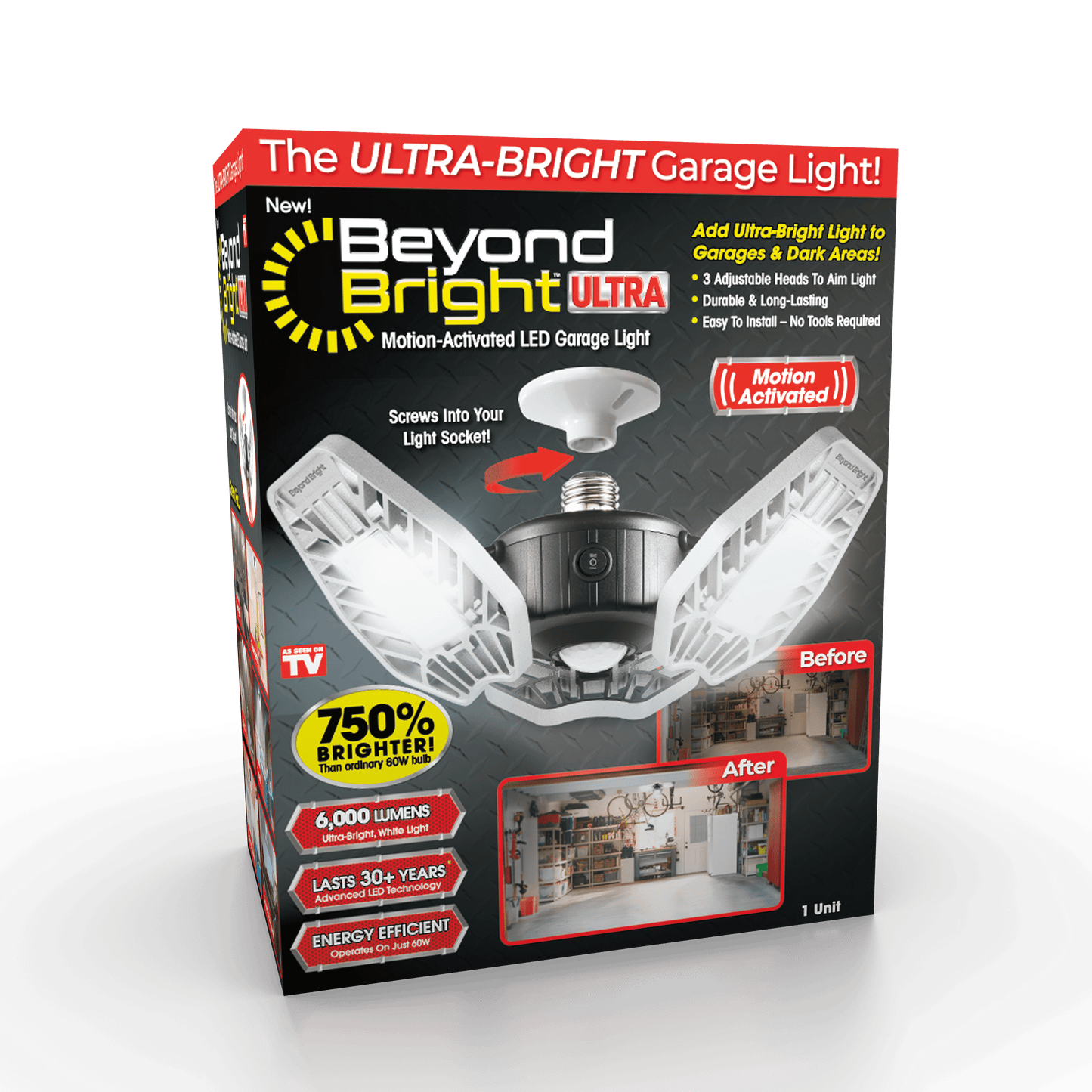 Beyond Bright Garage Light Ultra Bright LED, Motion Activated, Beam Angle 270º