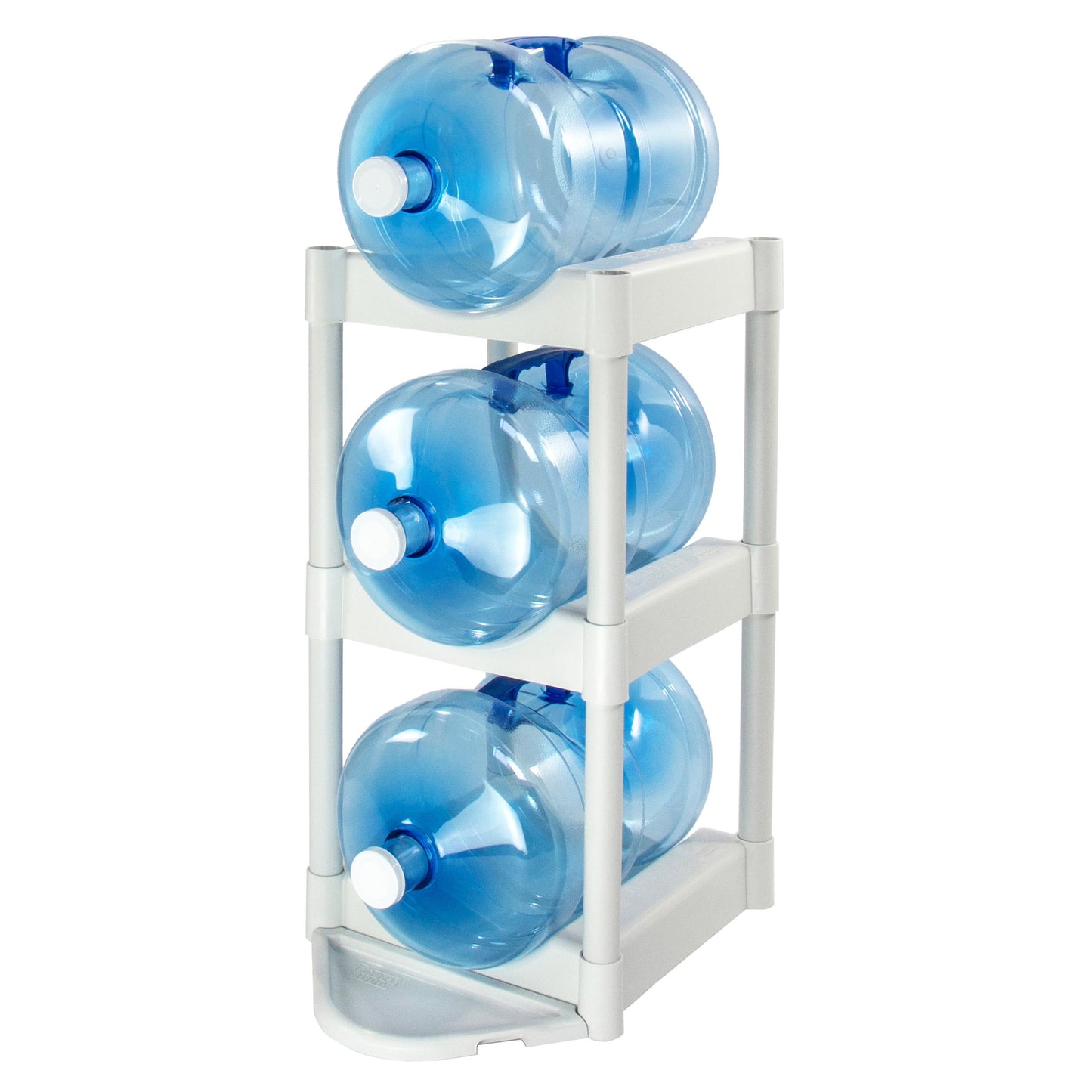 Bottle Buddy 3-Tier Storage System with Floor Protector, White, Plastic
