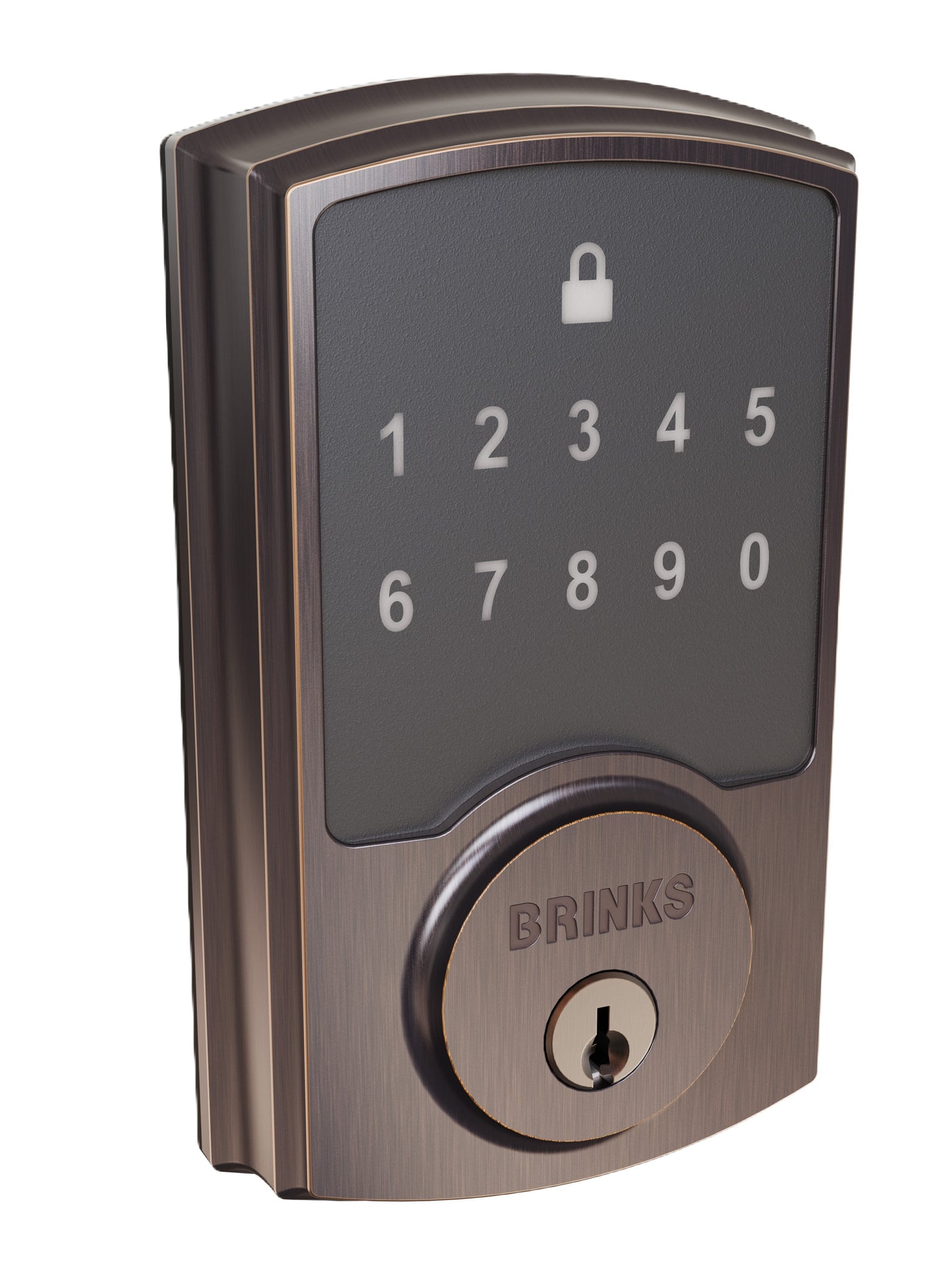 Brinks Electronic Touchpad Deadbolt with Pro-Guard, Transitional, Tuscan Bronze