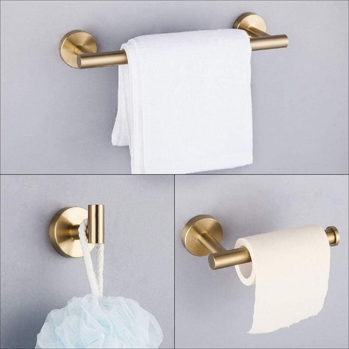 AsterOutdoor Bathroom Hardware Set 3-Piece Wall-Mounted Towel Bar Toilet Paper Holder Hook 304 Stainless Steel Multicolor, 1 Set