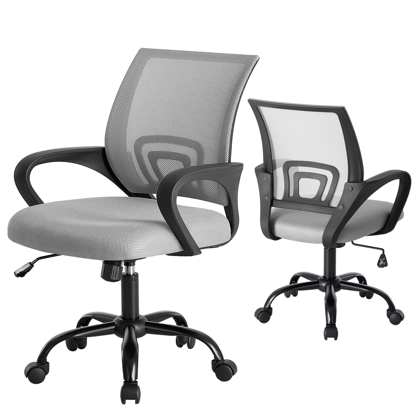 CONCETTA Home Office Computer Chair, With Lumbar Support, Adjustable Height, Fixed Armrests, Suitable For Meeting Rooms, 360°Rotation, For Adults, Gray