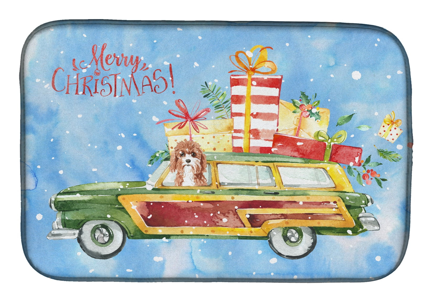 Caroline's Treasures Merry Christmas Cavapoo Dish Drying Mat
