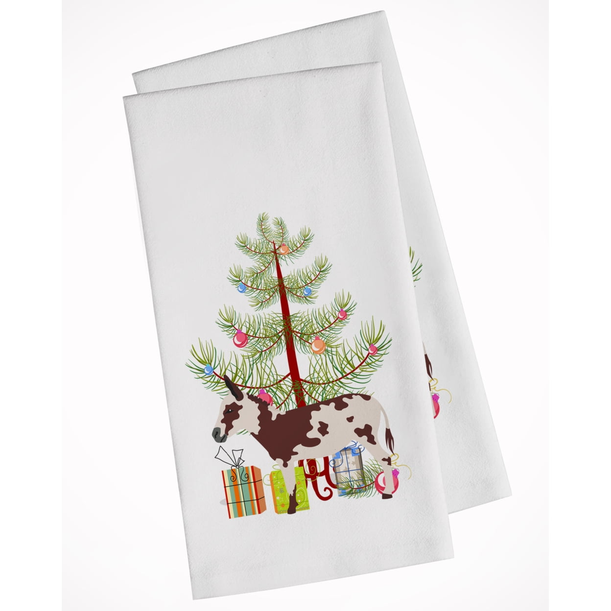 Carolines Treasures BB9218WTKT American Spotted Donkey Christmas White Kitchen Towel Set of 2 Dish Towels Teal 19 X 25"