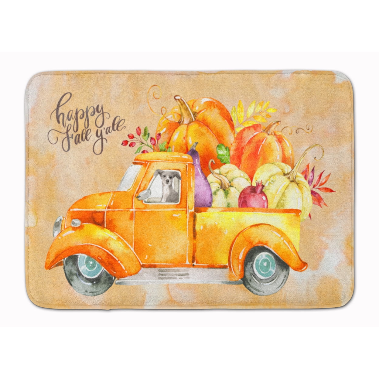 Fall Harvest Italian Greyhound Machine Washable Memory Foam Mat