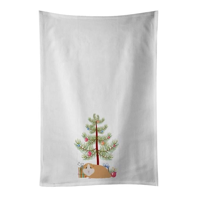 Carolines Treasures CK4439WTKT 28 x 19 in. Unisex American Guinea Pig Merry Christmas White Dish Towels Kitchen Towel - Set of 2