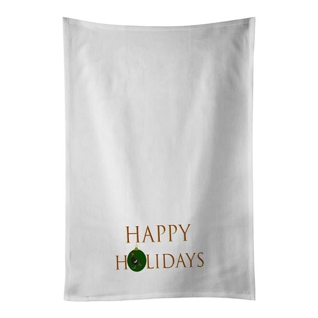 Turkeys - Marragansett Turkey Happy Holidays White Kitchen Towel Set of 2 19 in x 28 in