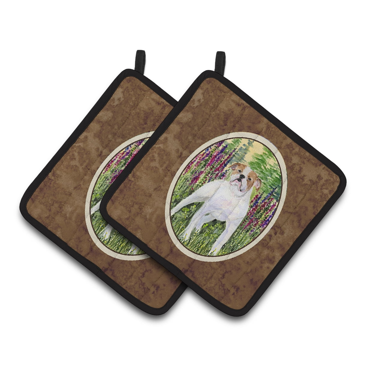 Carolines Treasures SS8156PTHD English Bulldog Pair of Pot Holders, 7.5HX7.5W, multicolor
