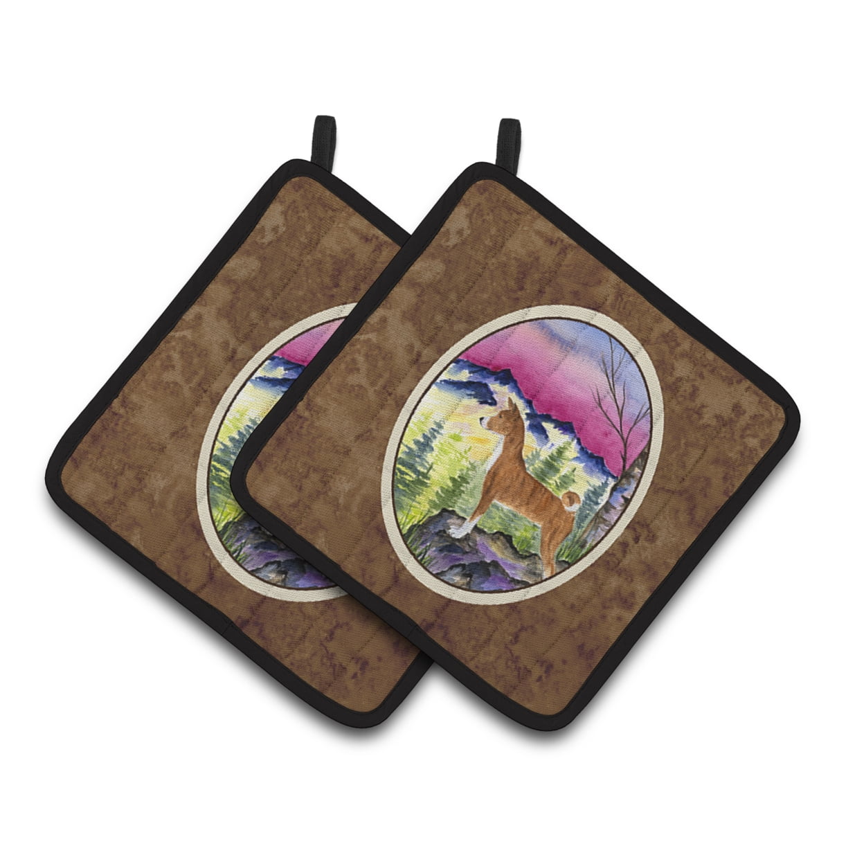 Carolines Treasures SS8371PTHD Basenji Pair of Pot Holders, 7.5HX7.5W, multicolor