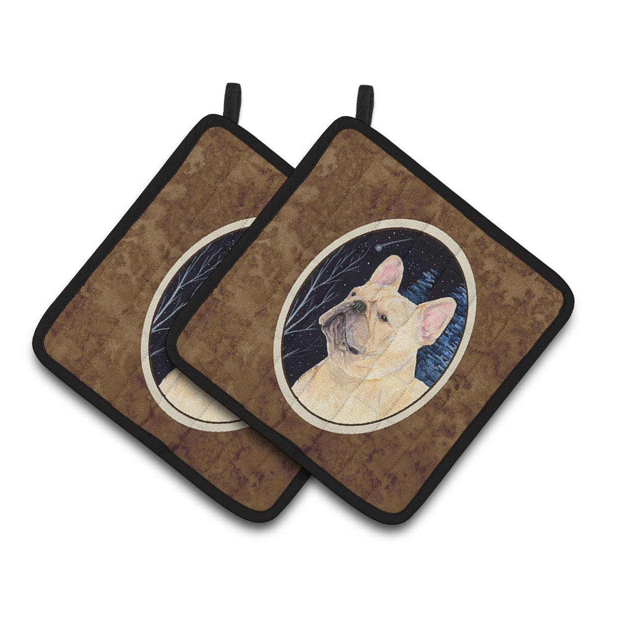 Carolines Treasures SS8441PTHD Starry Night French Bulldog Pair of Pot Holders 7.5HX7.5W multicolor