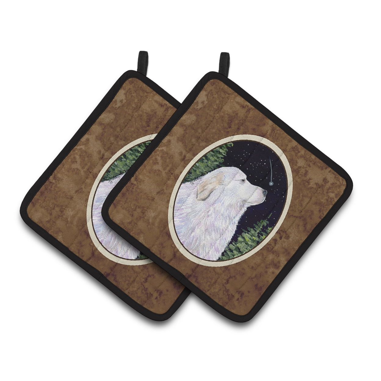 Carolines Treasures SS8470PTHD Starry Night Great Pyrenees Pair of Pot Holders, 7.5HX7.5W, multicolor