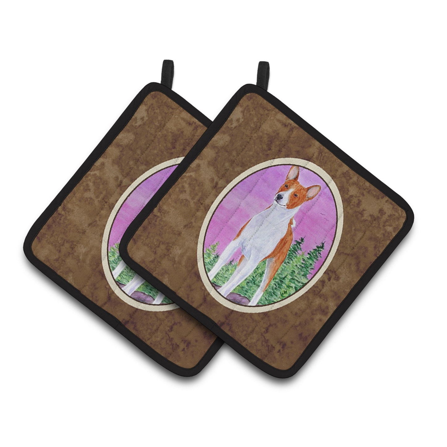 Carolines Treasures SS8611PTHD Basenji Pot Holders (1 Pair), 7.5" x 7.5", Multicolor