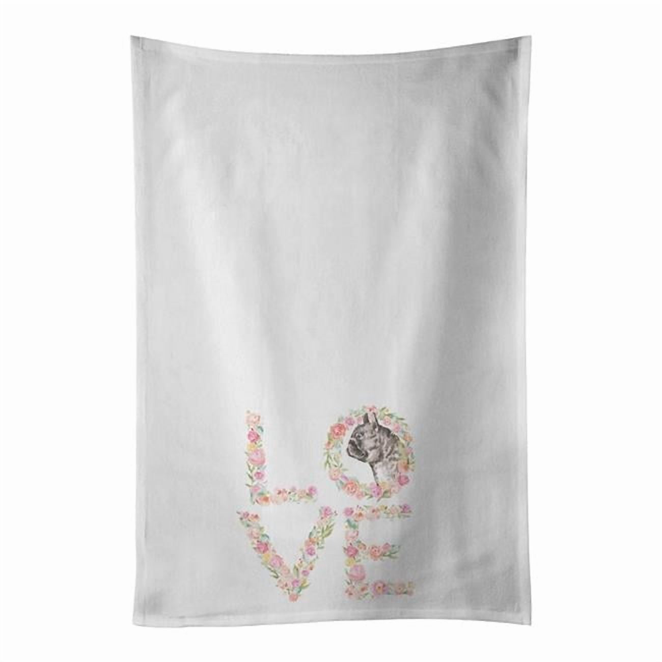 Carolines Treasures WDK4426WTKT 28 x 19 in. Unisex French Bulldog No.4 Love White Dish Towels Kitchen Towel - Set of 2