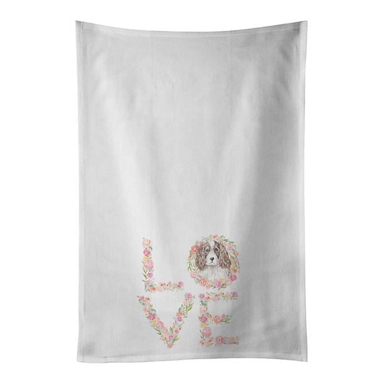 Carolines Treasures WDK4506WTKT 28 x 19 in. Unisex English Springer Spaniel No.3 Love White Dish Towels Kitchen Towel - Set of 2