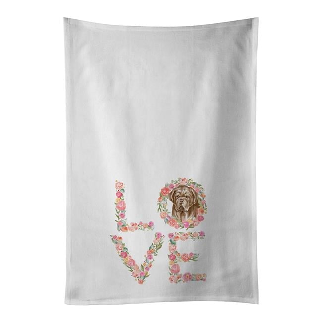 Carolines Treasures WDK4707WTKT 28 x 19 in. Unisex French Mastiff No.2 Love White Dish Towels Kitchen Towel - Set of 2