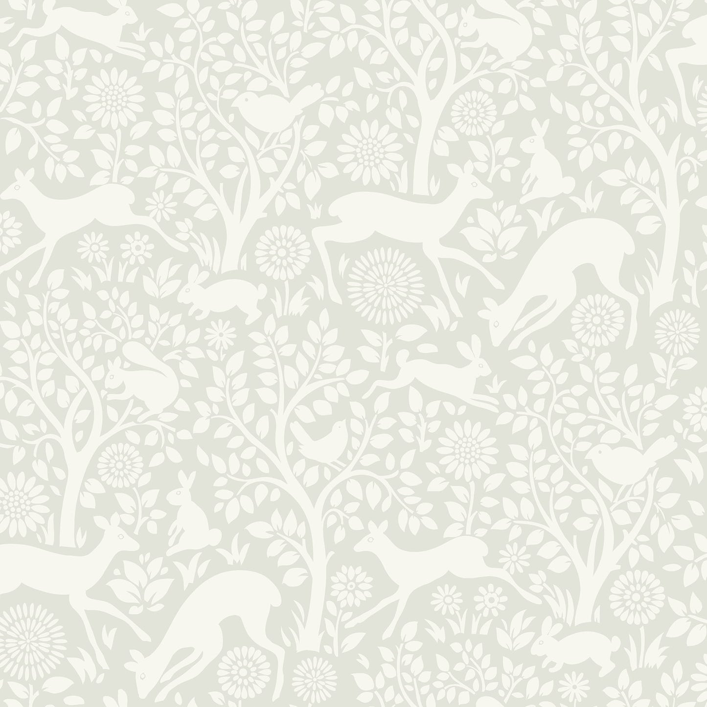 Chesapeake Anahi Light Grey Forest Fauna Prepasted Easy Walls Wallpaper, 20.5-in by 33-ft, 56.4 sq. ft.