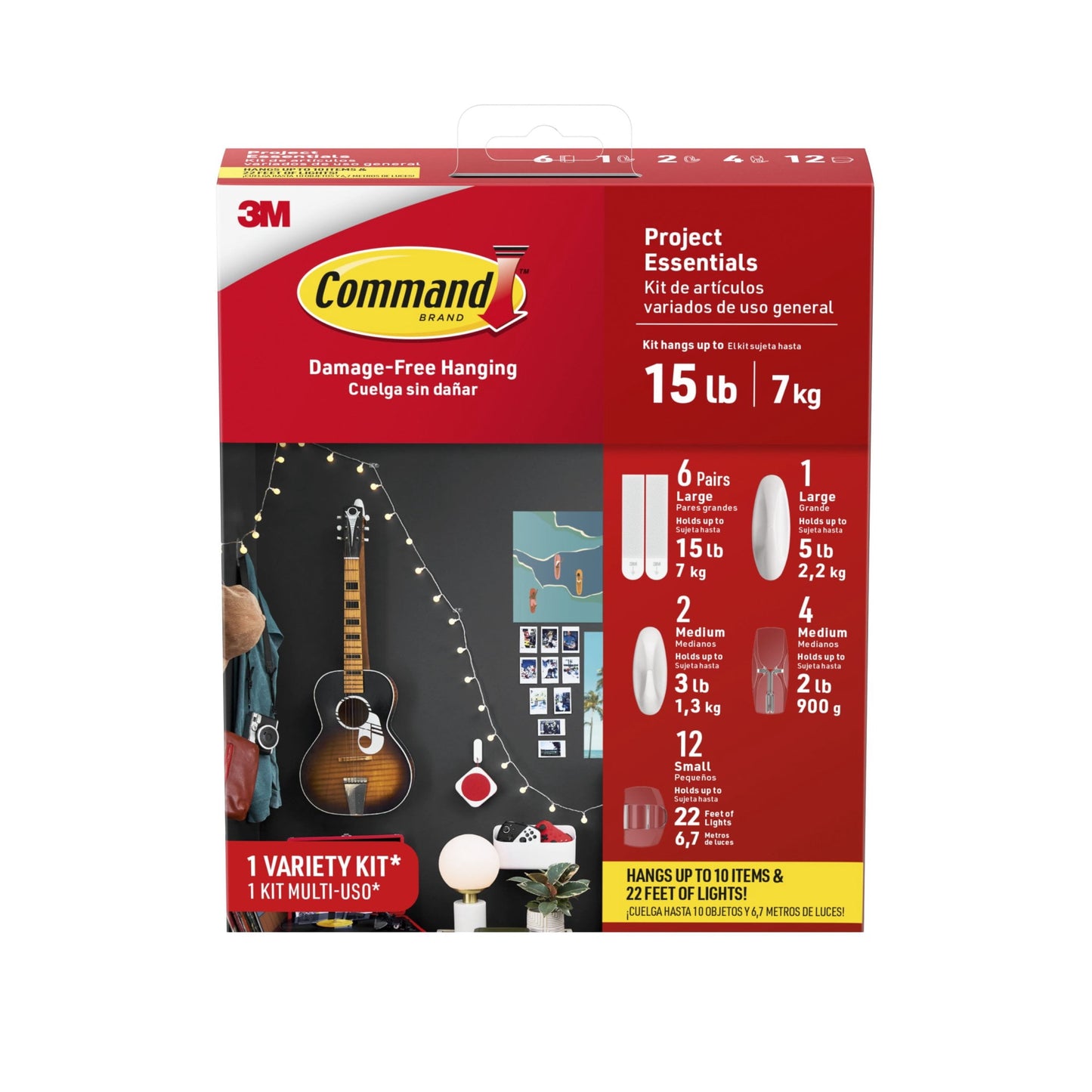 Command Labor Day Decorations Kit, Variety Pack, Holds 15 lbs, Picture Hangers, Outdoor, Designer, and Wire Hooks, 31 Pieces